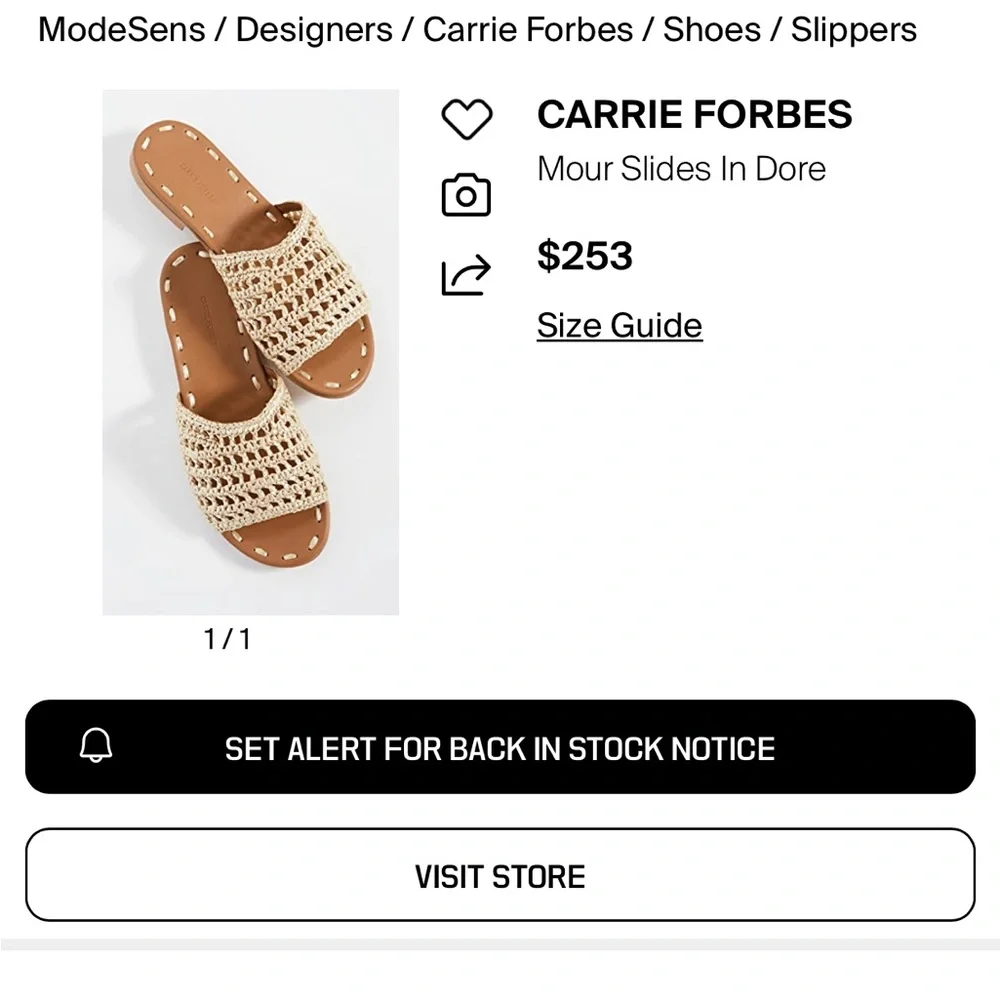 CARRIE FORBES Mour Slides In Dore Raffia Woven Sandals Flats